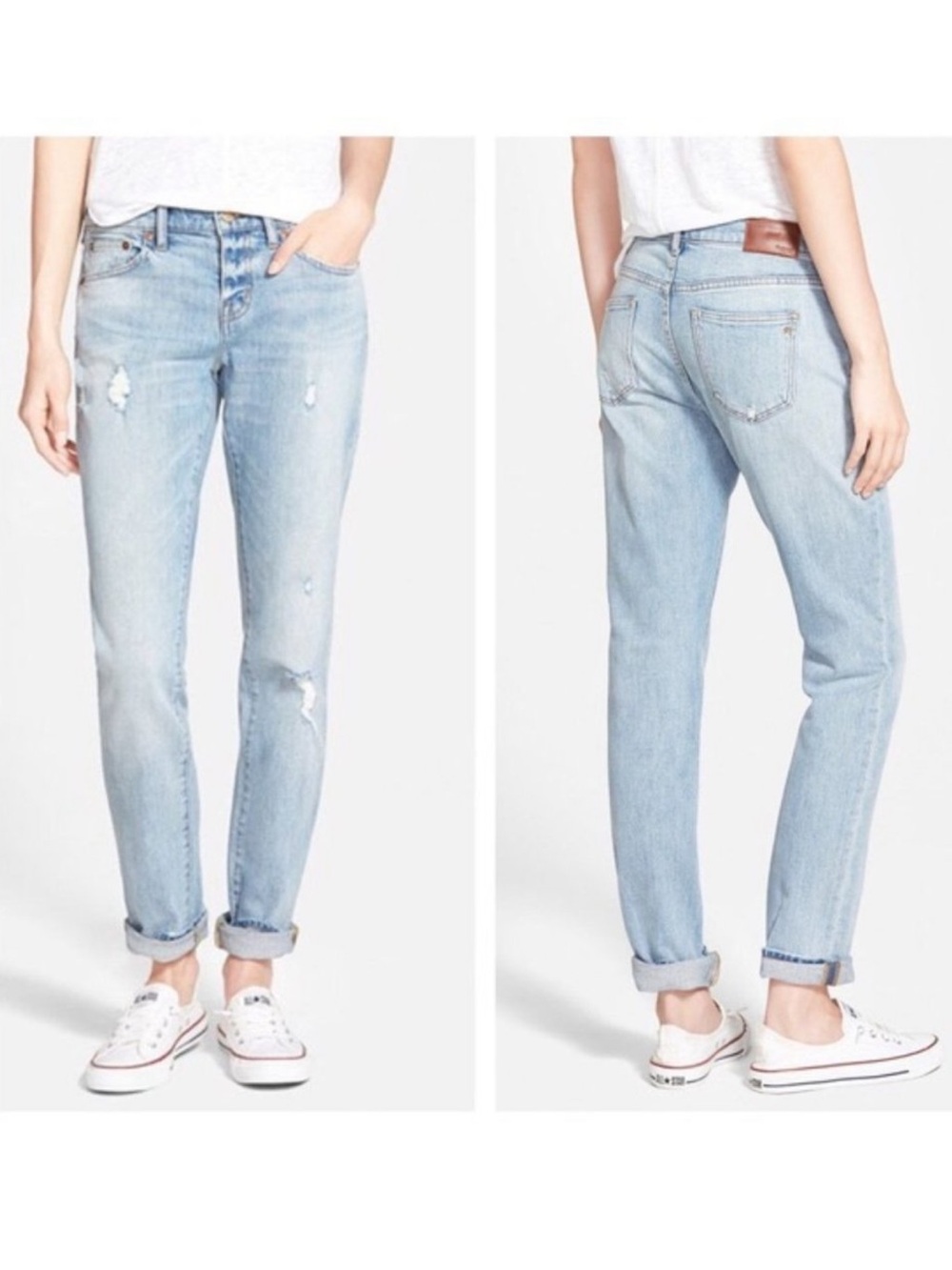 Madewell Slim Boyjean Distressed  in Light Kinsey Wash- 28